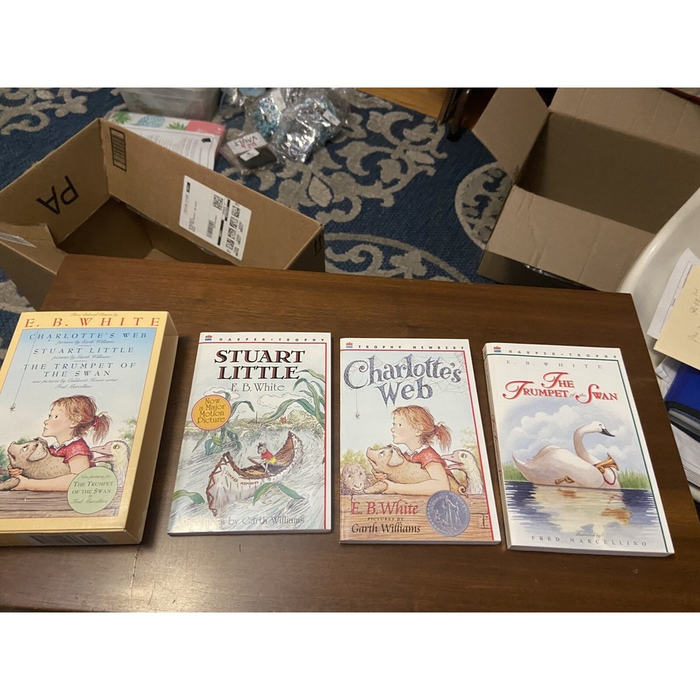 E.B. White Book Set Charlotte's Web, Stuart Little, The Trumpet of the Swan used